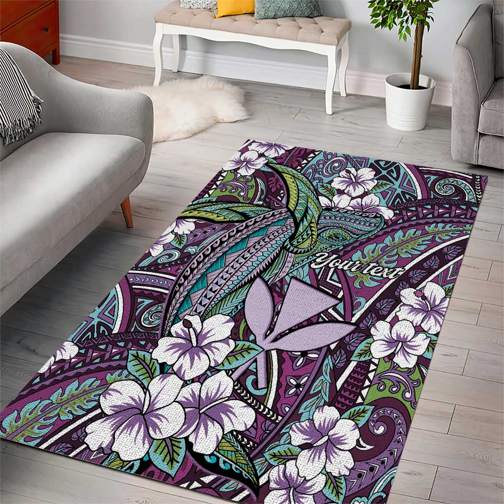 Personalised Hawaii Tribal Humpback Whale Area Rug Poni Hibiscus Seamless Pattern