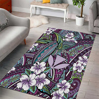 Personalised Hawaii Tribal Humpback Whale Area Rug Poni Hibiscus Seamless Pattern