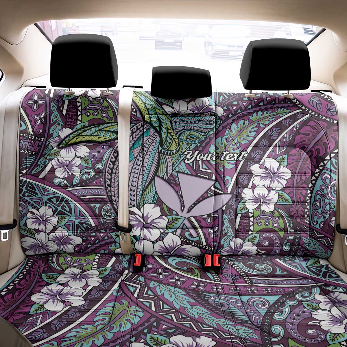 Personalised Hawaii Tribal Humpback Whale Back Car Seat Cover Poni Hibiscus Seamless Pattern