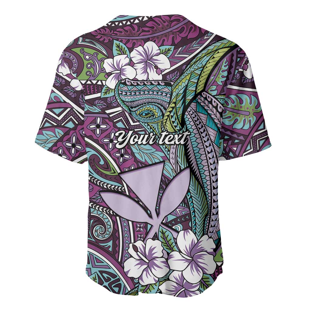 Personalised Hawaii Tribal Humpback Whale Baseball Jersey Poni Hibiscus Seamless Pattern LT9 - Polynesian Pride