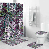 Personalised Hawaii Tribal Humpback Whale Bathroom Set Poni Hibiscus Seamless Pattern LT9 Bathroom Set (4 pcs) Purple - Polynesian Pride
