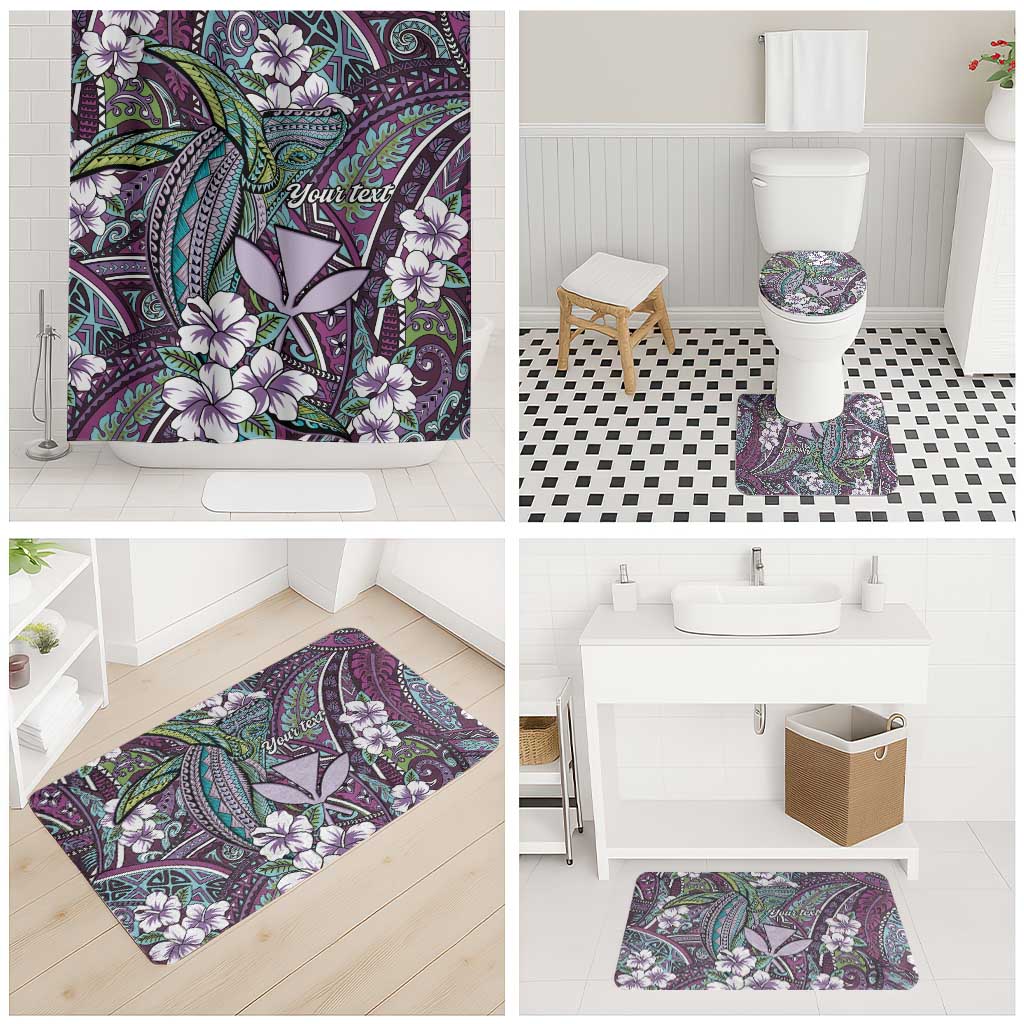 Personalised Hawaii Tribal Humpback Whale Bathroom Set Poni Hibiscus Seamless Pattern LT9 - Polynesian Pride