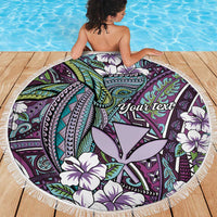 Personalised Hawaii Tribal Humpback Whale Beach Blanket Poni Hibiscus Seamless Pattern LT9 - Polynesian Pride