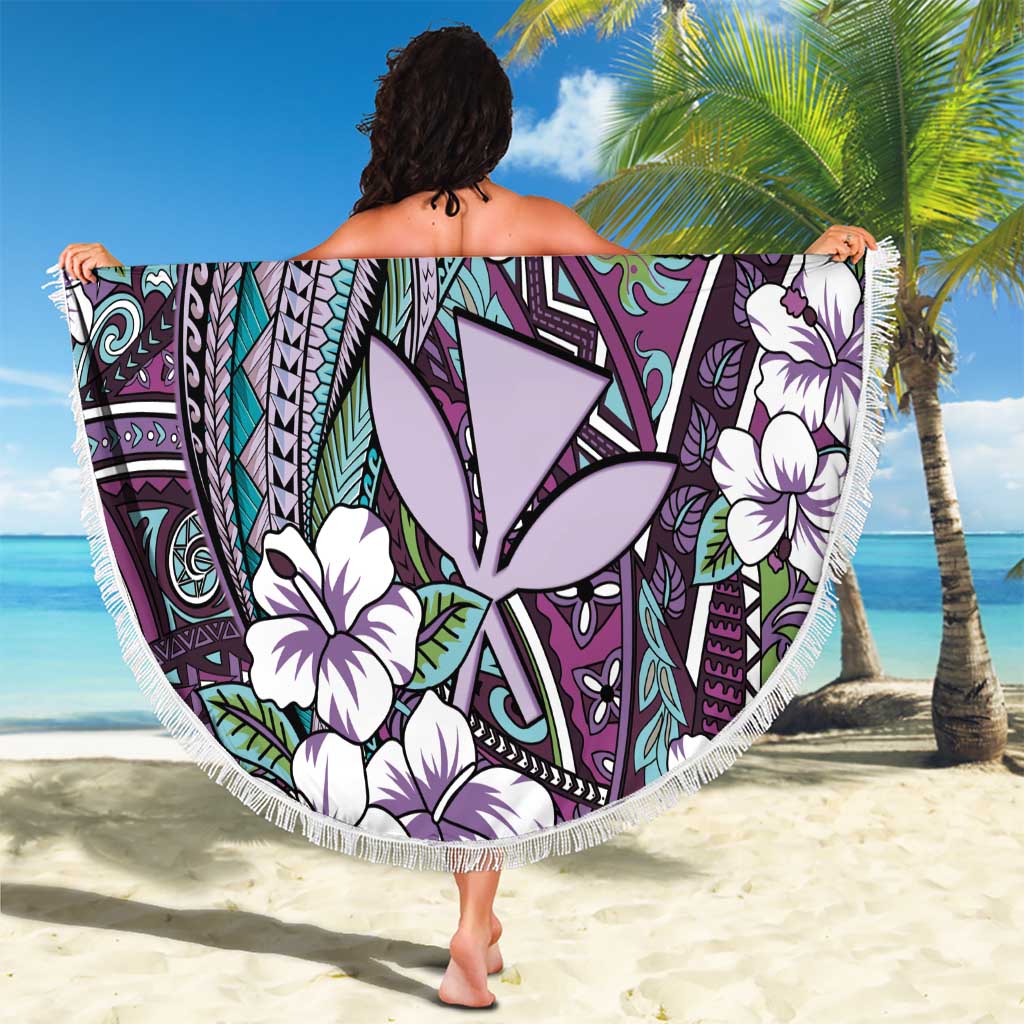 Personalised Hawaii Tribal Humpback Whale Beach Blanket Poni Hibiscus Seamless Pattern LT9 - Polynesian Pride