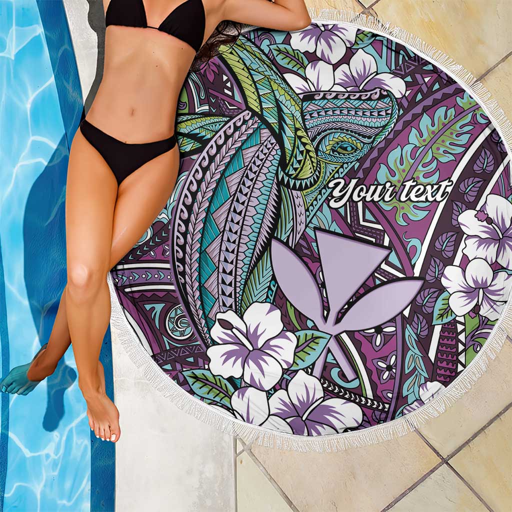 Personalised Hawaii Tribal Humpback Whale Beach Blanket Poni Hibiscus Seamless Pattern LT9 - Polynesian Pride