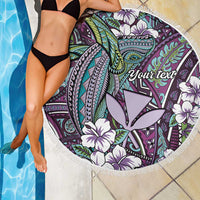 Personalised Hawaii Tribal Humpback Whale Beach Blanket Poni Hibiscus Seamless Pattern LT9 - Polynesian Pride