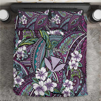 Personalised Hawaii Tribal Humpback Whale Bedding Set Poni Hibiscus Seamless Pattern LT9 Purple - Polynesian Pride