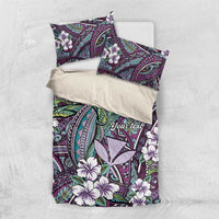 Personalised Hawaii Tribal Humpback Whale Bedding Set Poni Hibiscus Seamless Pattern LT9 US Twin 172cm x 218cm Purple - Polynesian Pride