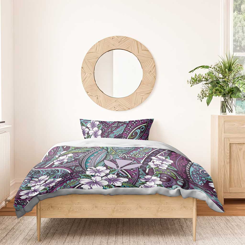 Personalised Hawaii Tribal Humpback Whale Bedding Set Poni Hibiscus Seamless Pattern LT9 - Polynesian Pride