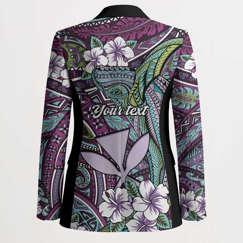 Personalised Hawaii Tribal Humpback Whale Blazer Poni Hibiscus Seamless Pattern LT9 - Polynesian Pride