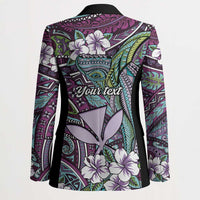 Personalised Hawaii Tribal Humpback Whale Blazer Poni Hibiscus Seamless Pattern LT9 - Polynesian Pride