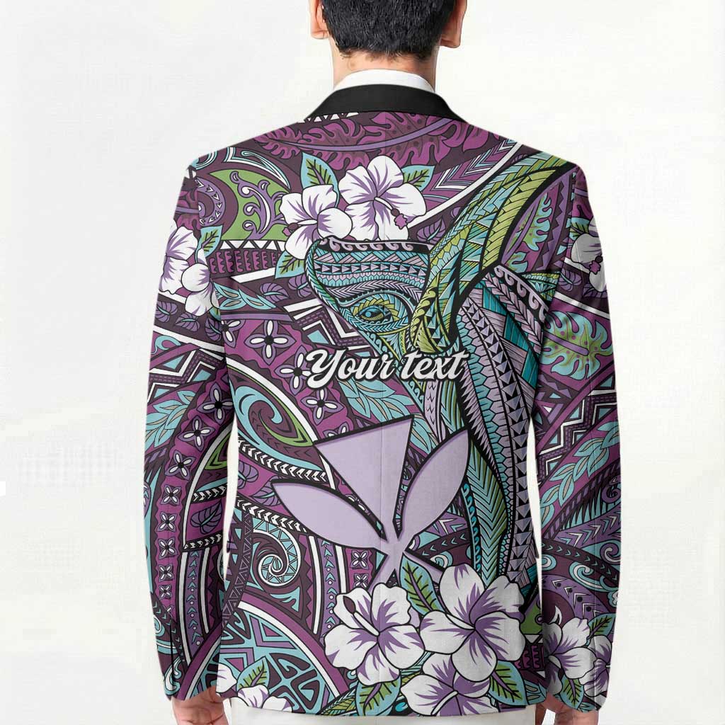 Personalised Hawaii Tribal Humpback Whale Blazer Poni Hibiscus Seamless Pattern LT9 - Polynesian Pride