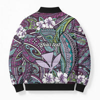 Personalised Hawaii Tribal Humpback Whale Bomber Puffer Jacket Poni Hibiscus Seamless Pattern LT9 - Polynesian Pride