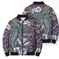 Personalised Hawaii Tribal Humpback Whale Bomber Puffer Jacket Poni Hibiscus Seamless Pattern LT9 - Polynesian Pride