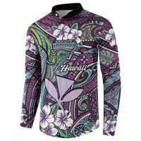 Personalised Hawaii Tribal Humpback Whale Button Sweatshirt Poni Hibiscus Seamless Pattern