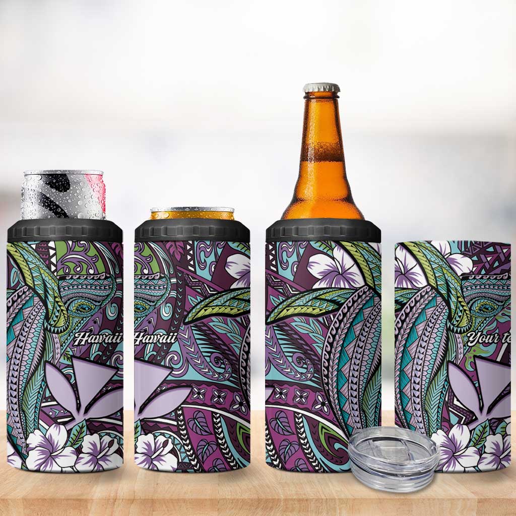 Personalised Hawaii Tribal Humpback Whale 4 in 1 Can Cooler Tumbler Poni Hibiscus Seamless Pattern LT9 - Polynesian Pride