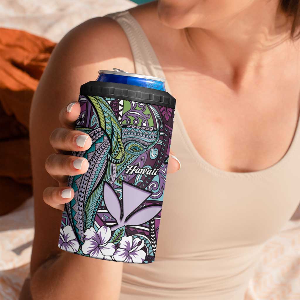 Personalised Hawaii Tribal Humpback Whale 4 in 1 Can Cooler Tumbler Poni Hibiscus Seamless Pattern LT9 - Polynesian Pride