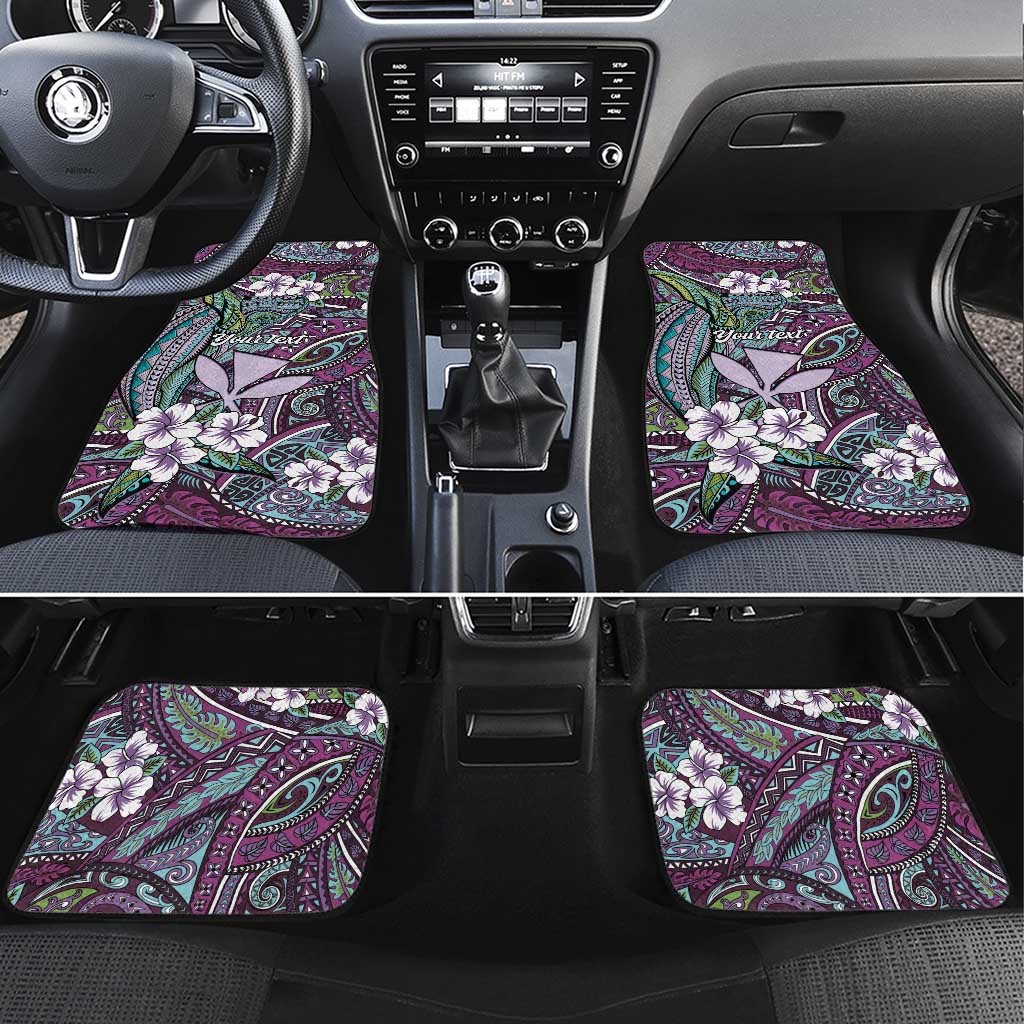 Personalised Hawaii Tribal Humpback Whale Car Mats Poni Hibiscus Seamless Pattern LT9 Set 4pcs Purple - Polynesian Pride