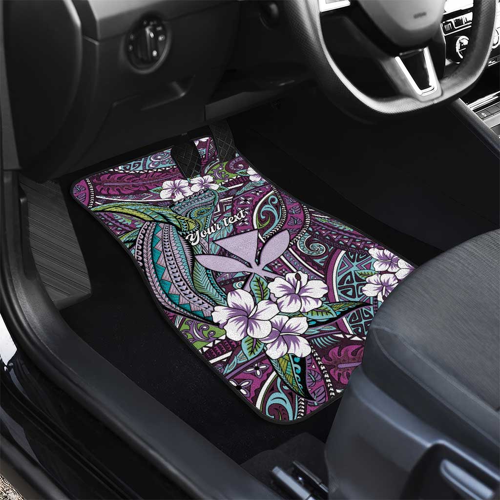 Personalised Hawaii Tribal Humpback Whale Car Mats Poni Hibiscus Seamless Pattern LT9 - Polynesian Pride