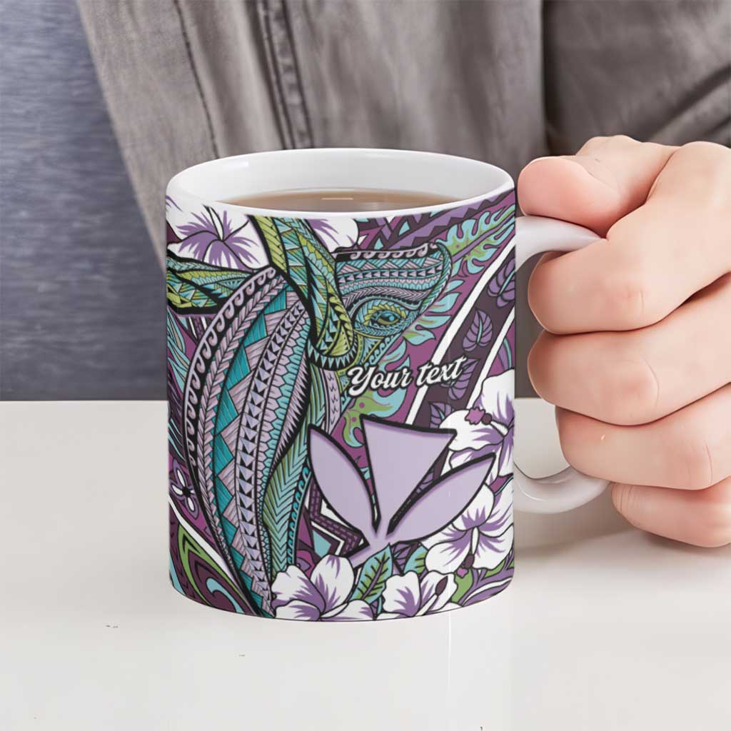 Personalised Hawaii Tribal Humpback Whale Ceramic Mug Poni Hibiscus Seamless Pattern LT9 - Polynesian Pride
