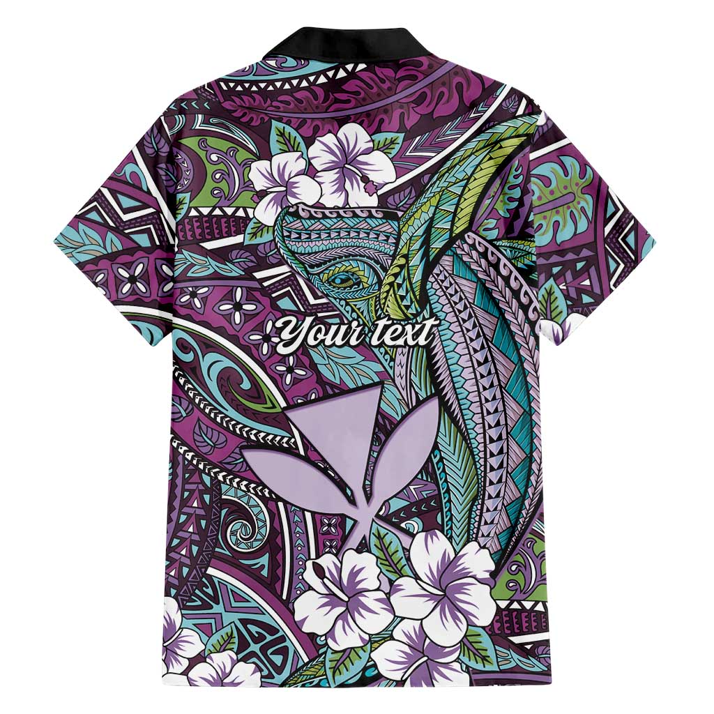Personalised Hawaii Tribal Humpback Whale Family Matching Off Shoulder Maxi Dress and Hawaiian Shirt Poni Hibiscus Seamless Pattern