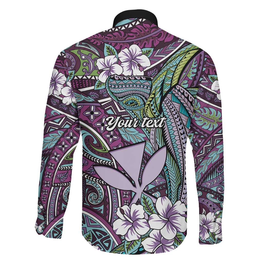 Personalised Hawaii Tribal Humpback Whale Family Matching Off Shoulder Short Dress and Hawaiian Shirt Poni Hibiscus Seamless Pattern