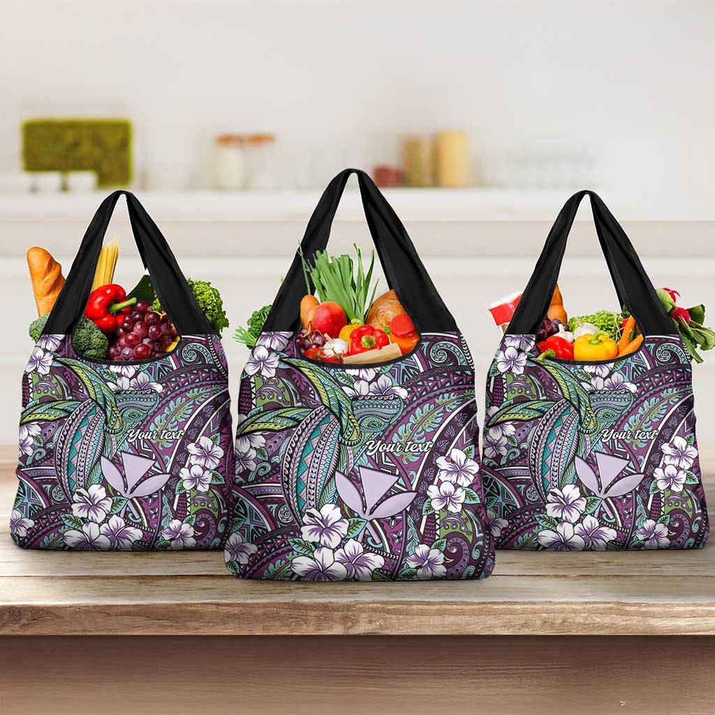 Personalised Hawaii Tribal Humpback Whale Grocery Bag Poni Hibiscus Seamless Pattern LT9 3-pack One Size Purple - Polynesian Pride