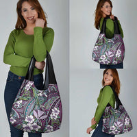 Personalised Hawaii Tribal Humpback Whale Grocery Bag Poni Hibiscus Seamless Pattern LT9 - Polynesian Pride
