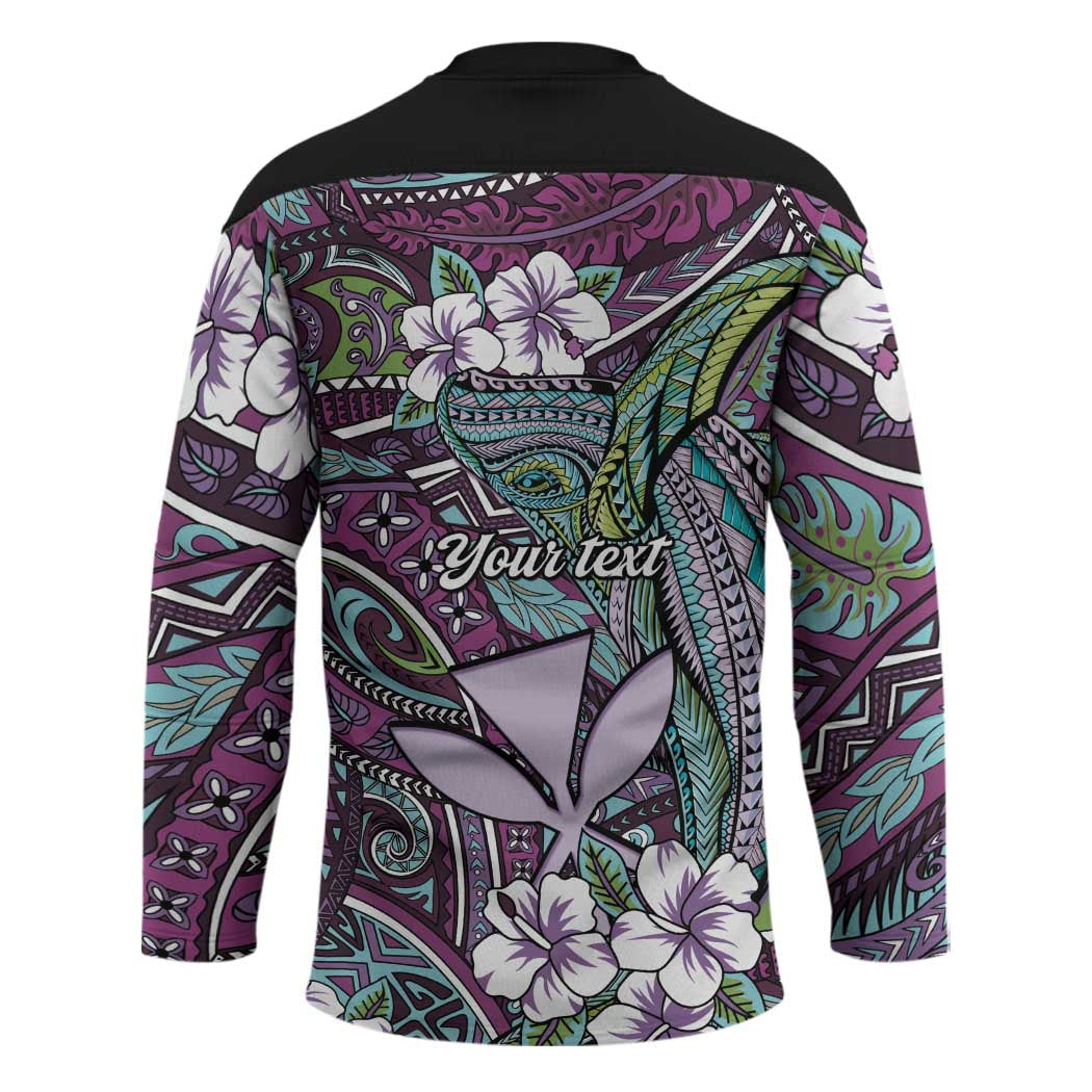 Personalised Hawaii Tribal Humpback Whale Hockey Jersey Poni Hibiscus Seamless Pattern LT9 - Polynesian Pride