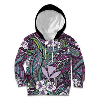 Personalised Hawaii Tribal Humpback Whale Kid Hoodie Poni Hibiscus Seamless Pattern