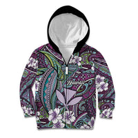 Personalised Hawaii Tribal Humpback Whale Kid Hoodie Poni Hibiscus Seamless Pattern