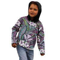 Personalised Hawaii Tribal Humpback Whale Kid Hoodie Poni Hibiscus Seamless Pattern