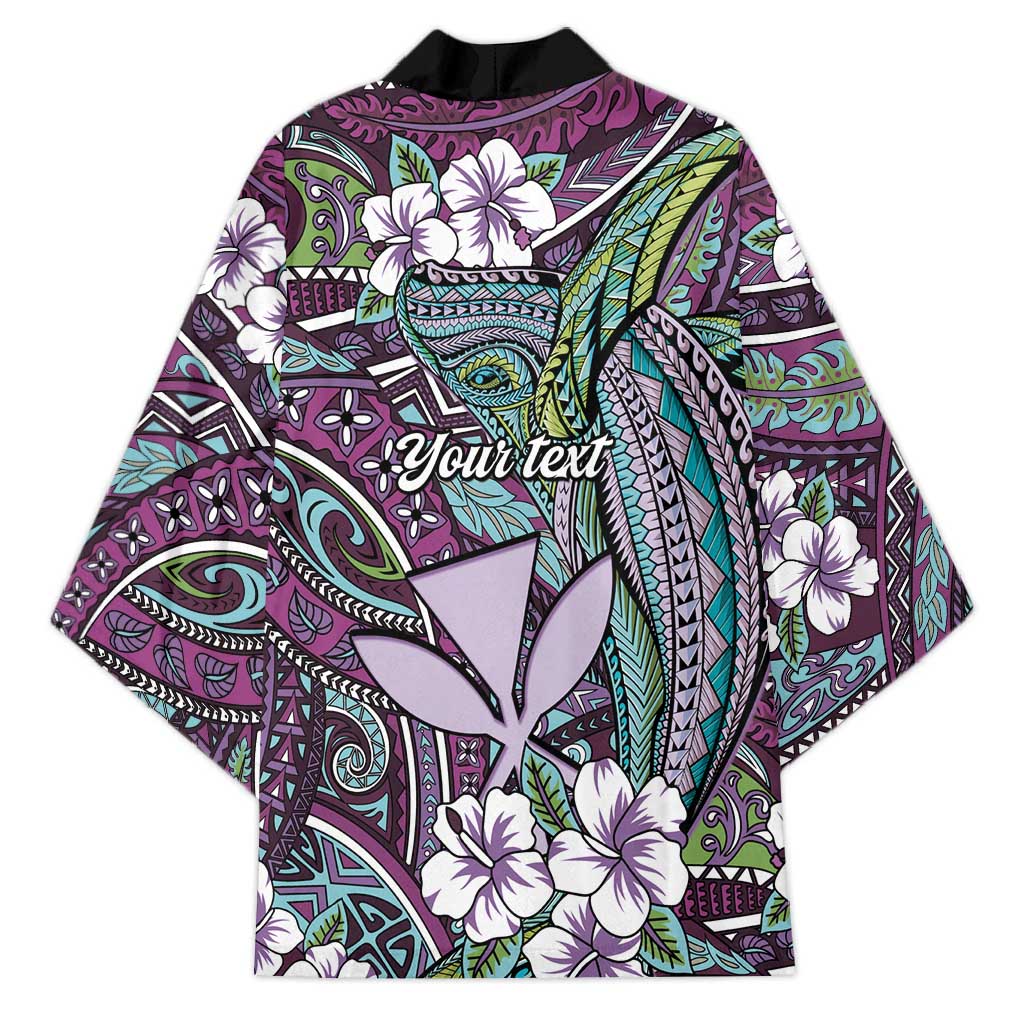 Personalised Hawaii Tribal Humpback Whale Kimono Poni Hibiscus Seamless Pattern LT9 - Polynesian Pride