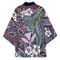 Personalised Hawaii Tribal Humpback Whale Kimono Poni Hibiscus Seamless Pattern LT9 - Polynesian Pride