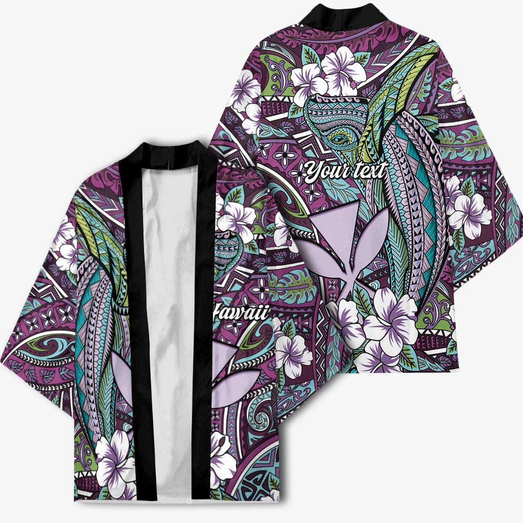 Personalised Hawaii Tribal Humpback Whale Kimono Poni Hibiscus Seamless Pattern LT9 - Polynesian Pride