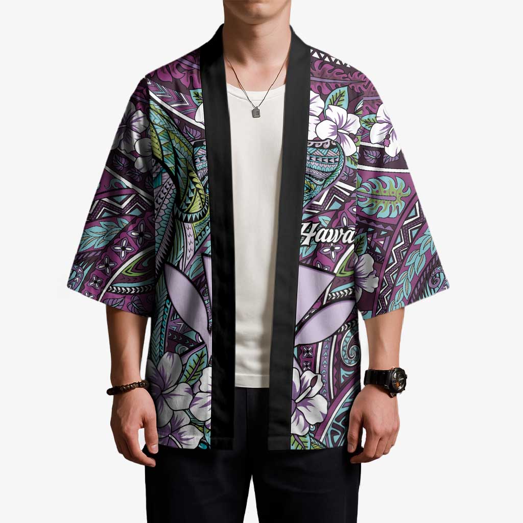 Personalised Hawaii Tribal Humpback Whale Kimono Poni Hibiscus Seamless Pattern LT9 - Polynesian Pride