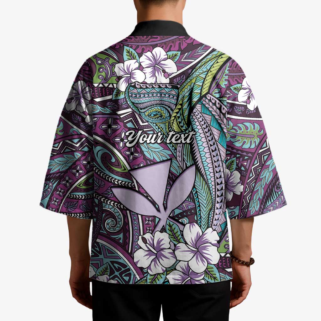 Personalised Hawaii Tribal Humpback Whale Kimono Poni Hibiscus Seamless Pattern LT9 - Polynesian Pride