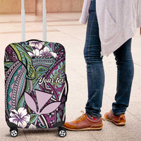 Personalised Hawaii Tribal Humpback Whale Luggage Cover Poni Hibiscus Seamless Pattern LT9 Purple - Polynesian Pride