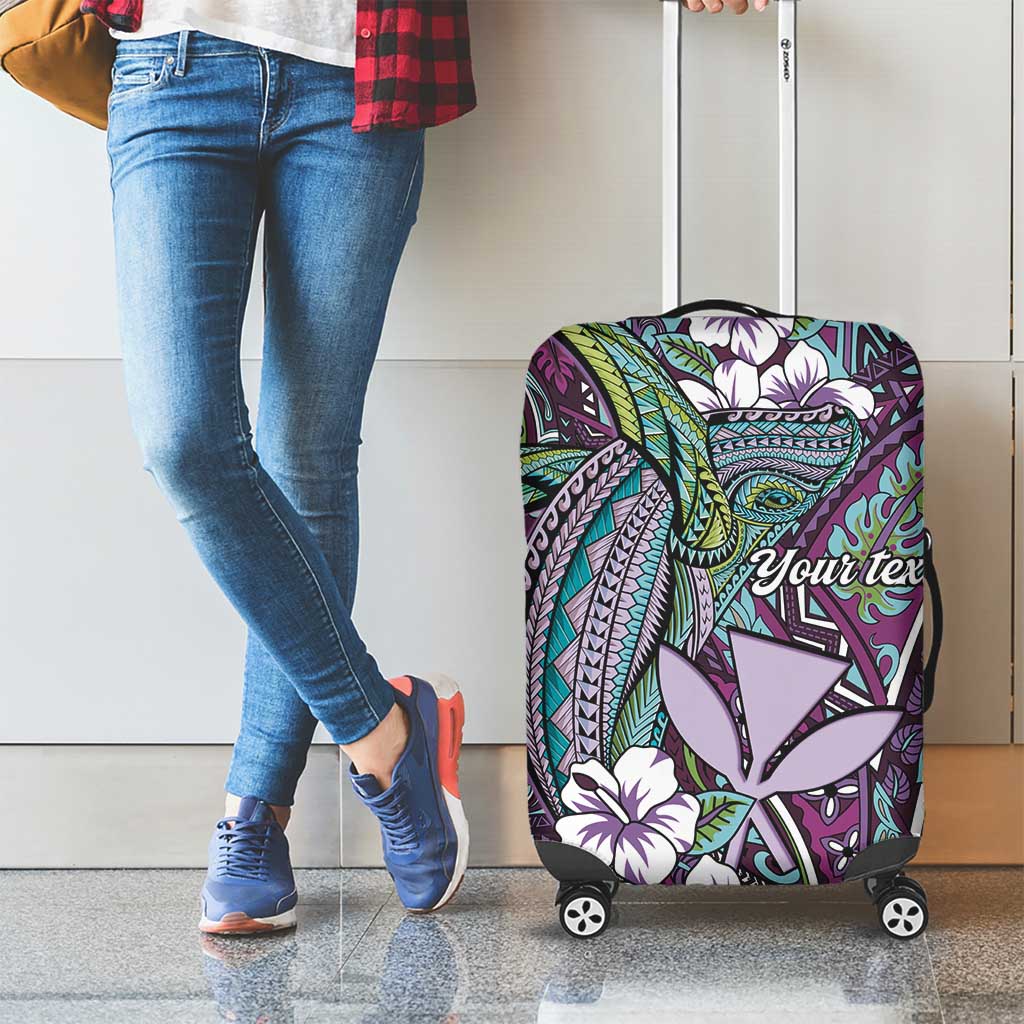 Personalised Hawaii Tribal Humpback Whale Luggage Cover Poni Hibiscus Seamless Pattern LT9 - Polynesian Pride