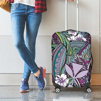 Personalised Hawaii Tribal Humpback Whale Luggage Cover Poni Hibiscus Seamless Pattern LT9 - Polynesian Pride