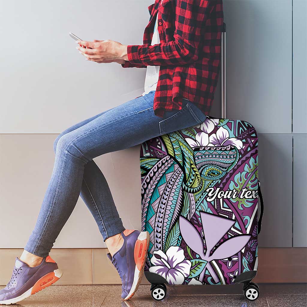 Personalised Hawaii Tribal Humpback Whale Luggage Cover Poni Hibiscus Seamless Pattern LT9 - Polynesian Pride