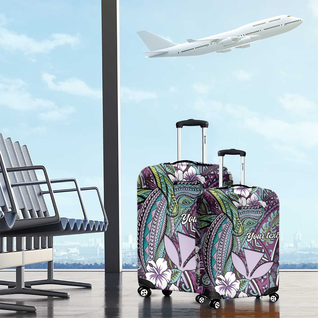 Personalised Hawaii Tribal Humpback Whale Luggage Cover Poni Hibiscus Seamless Pattern LT9 - Polynesian Pride