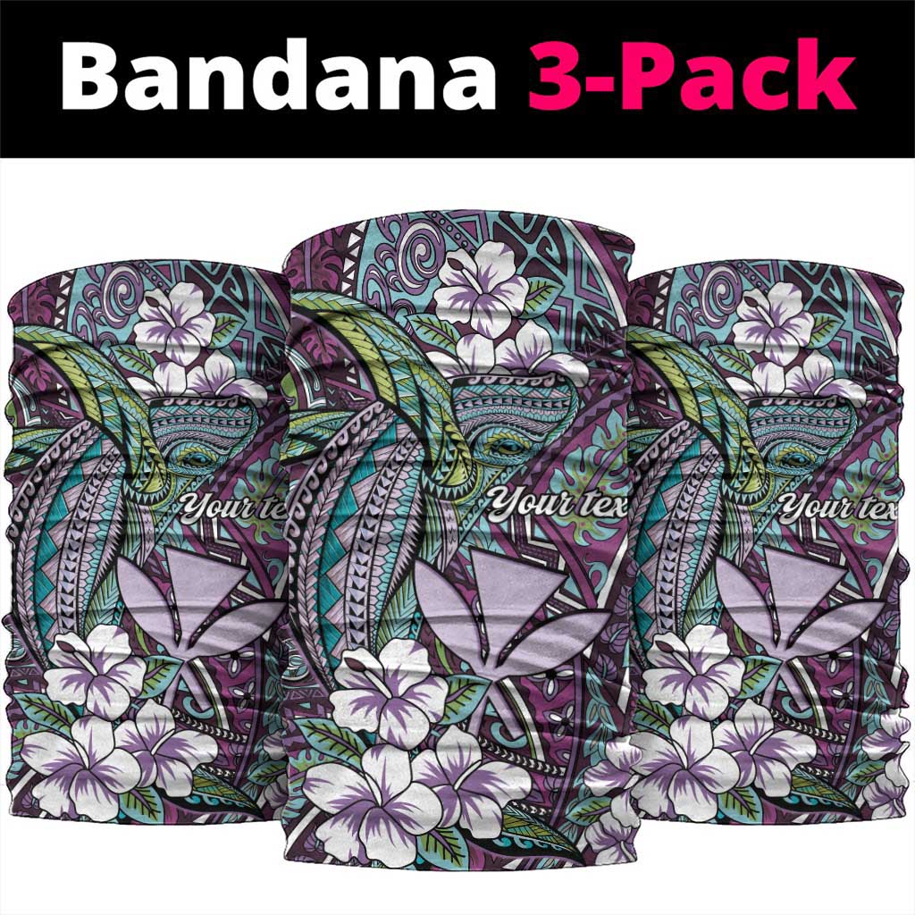 Personalised Hawaii Tribal Humpback Whale Neck Gaiter Poni Hibiscus Seamless Pattern LT9 package One Size: 25*50cm Purple - Polynesian Pride