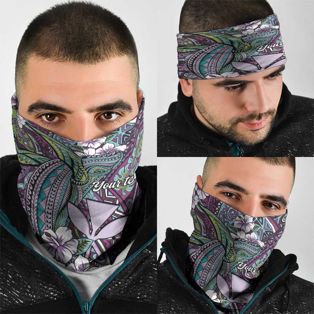 Personalised Hawaii Tribal Humpback Whale Neck Gaiter Poni Hibiscus Seamless Pattern LT9 - Polynesian Pride