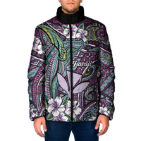 Personalised Hawaii Tribal Humpback Whale Padded Jacket Poni Hibiscus Seamless Pattern LT9 Men Purple - Polynesian Pride