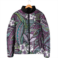 Personalised Hawaii Tribal Humpback Whale Padded Jacket Poni Hibiscus Seamless Pattern LT9 - Polynesian Pride