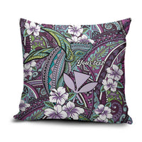 Personalised Hawaii Tribal Humpback Whale Pillow Cover Poni Hibiscus Seamless Pattern LT9 Purple - Polynesian Pride