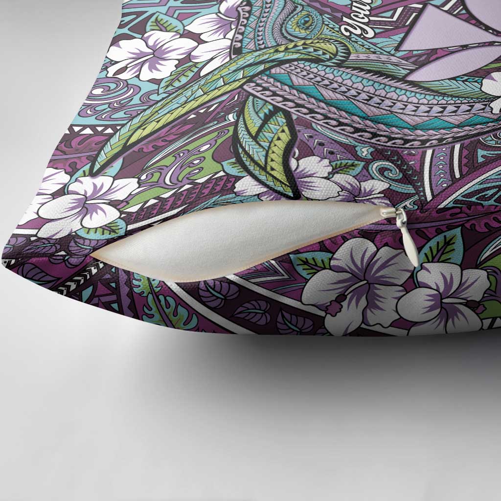 Personalised Hawaii Tribal Humpback Whale Pillow Cover Poni Hibiscus Seamless Pattern LT9 - Polynesian Pride