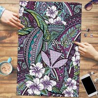 Personalised Hawaii Tribal Humpback Whale Puzzle Poni Hibiscus Seamless Pattern