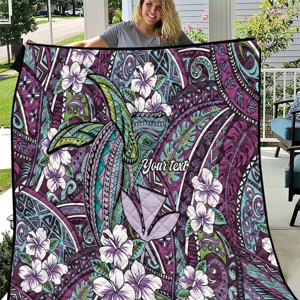 Personalised Hawaii Tribal Humpback Whale Quilt Poni Hibiscus Seamless Pattern